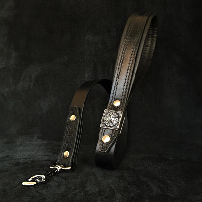 BESTIA COLLARS® All Black Leather Dog Collar Pure Power in Elegant Simplicity