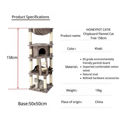 HONEYPOT CAT® Chipboard Flannel Cat Tree 158cm-1