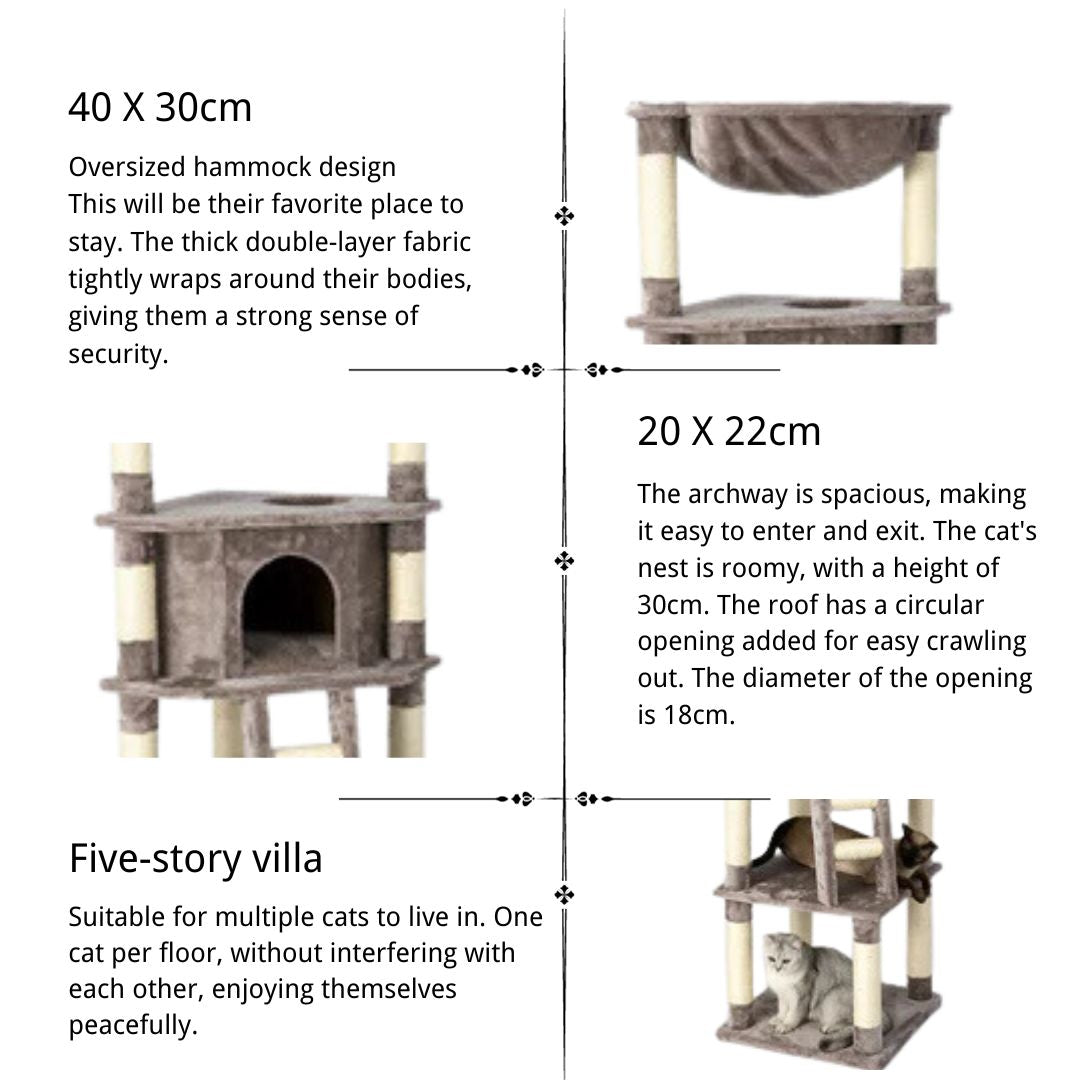 HONEYPOT CAT® Chipboard Flannel Cat Tree 158cm-3