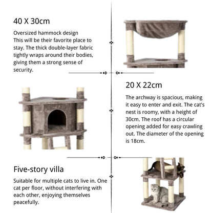 HONEYPOT CAT® Chipboard Flannel Cat Tree 158cm-3