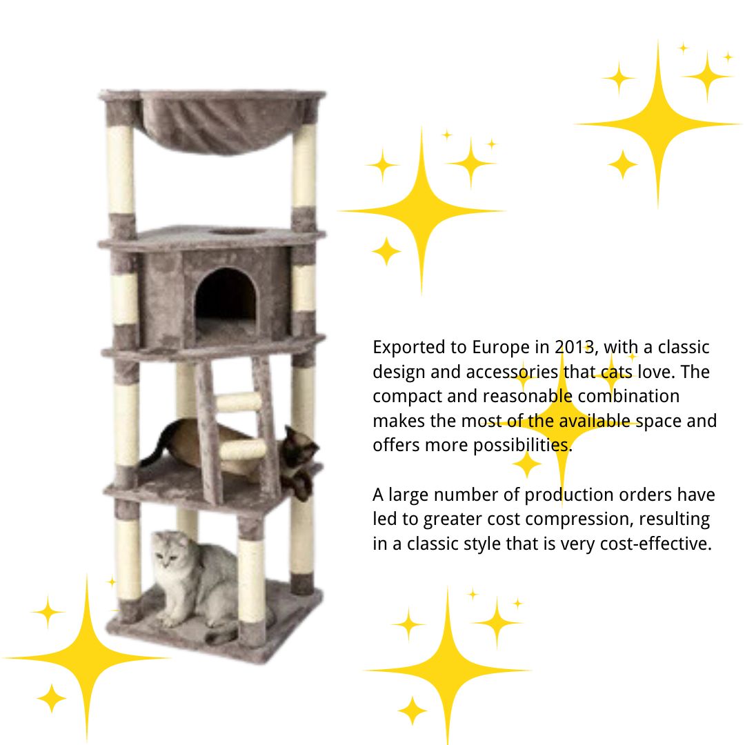 HONEYPOT CAT® Chipboard Flannel Cat Tree 158cm-2