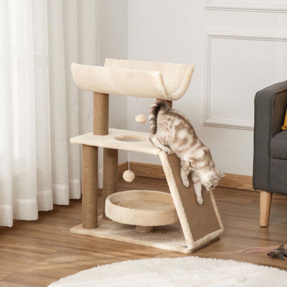  Cat Climbing Frame with Scratching Post and Resting Basket-1