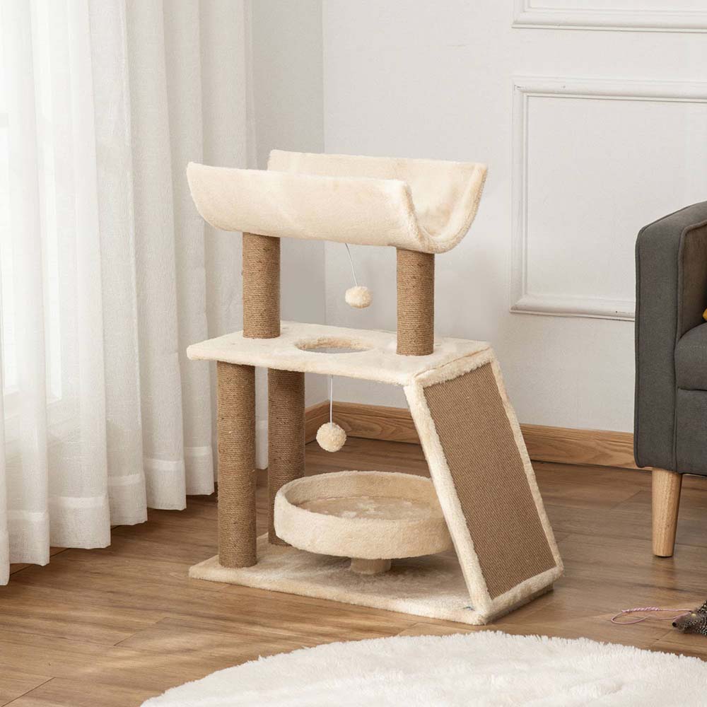  Cat Climbing Frame with Scratching Post and Resting Basket-3