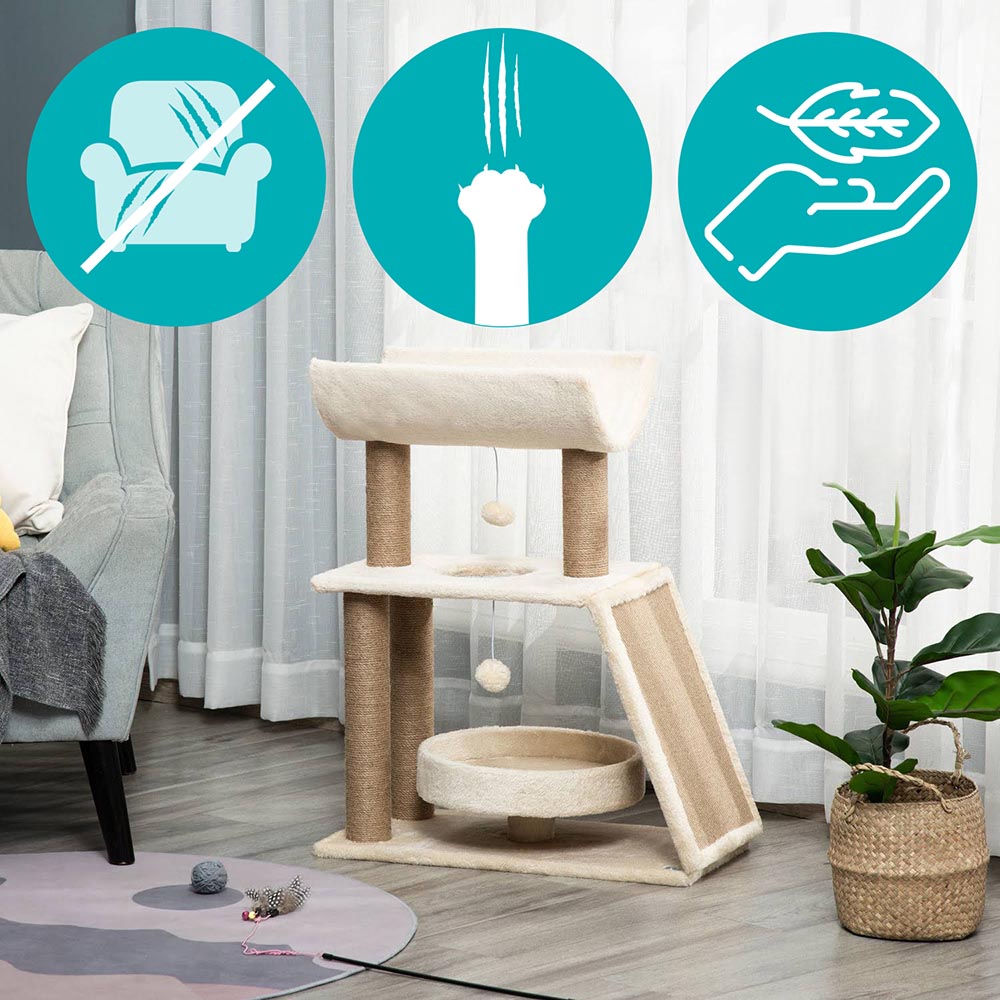  Cat Climbing Frame with Scratching Post and Resting Basket-2